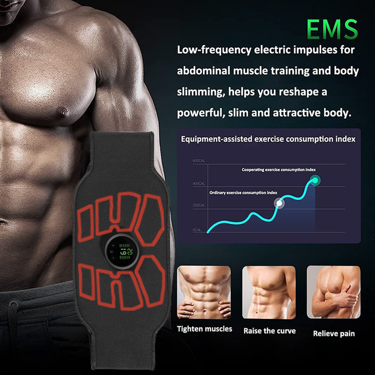 eAnjoy EMS Muscle Stimulator, Abdominal Toning Belt for Men and Women