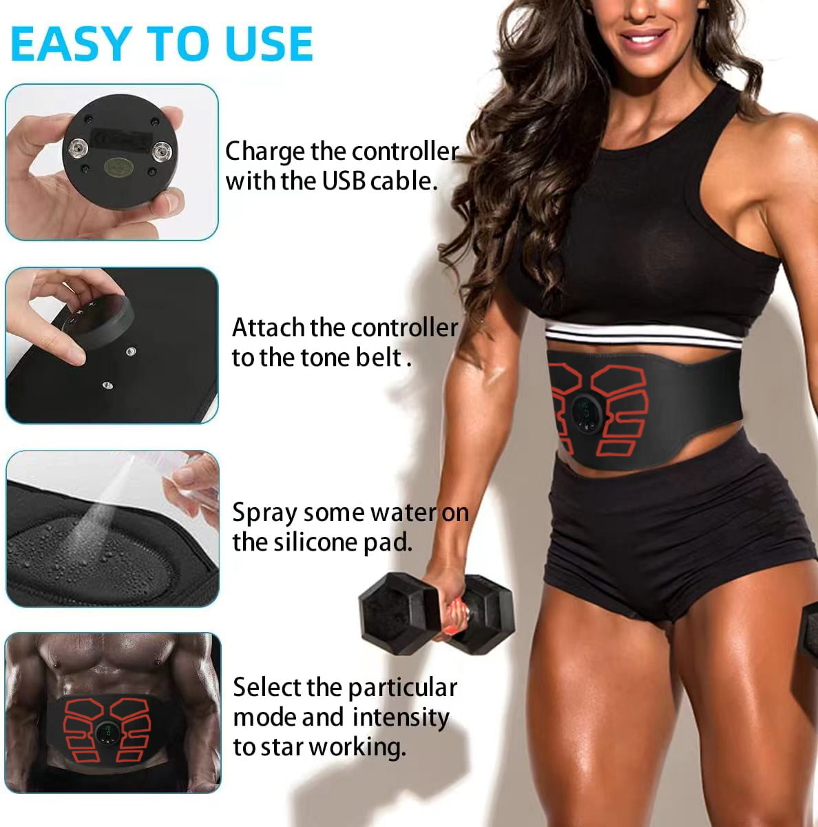 eAnjoy EMS Muscle Stimulator, Abdominal Toning Belt for Men and Women