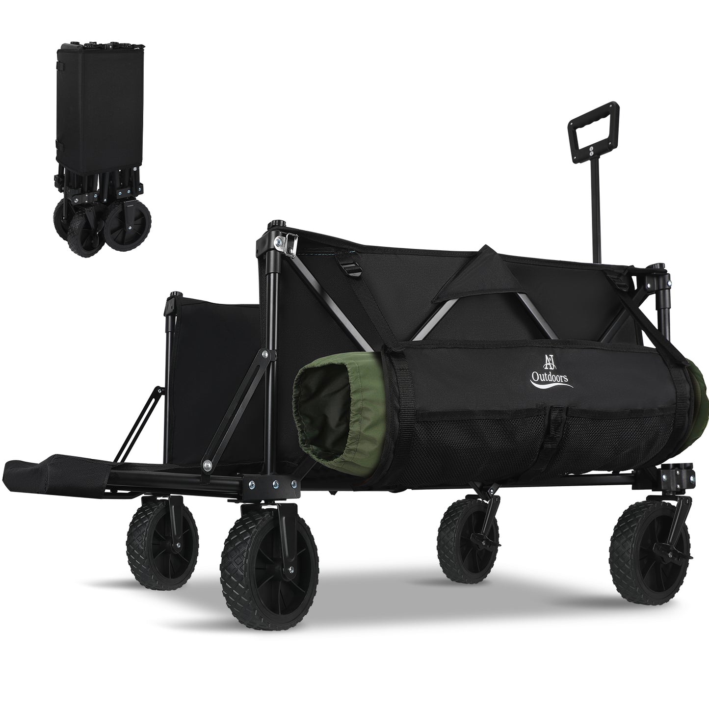 All terrain collapsible wagon cart with extending tailgate