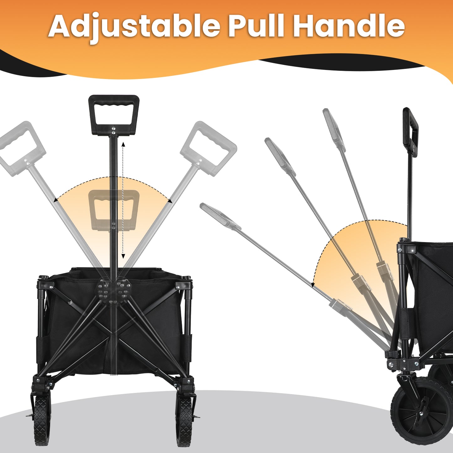 All terrain collapsible wagon cart with extending tailgate