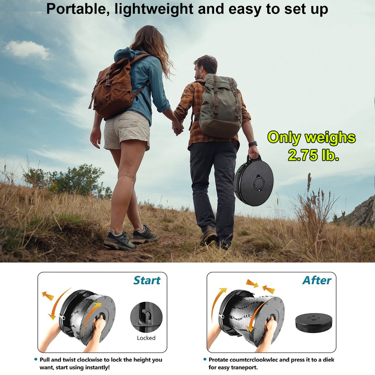 Retractable camping toilet with female urinal set