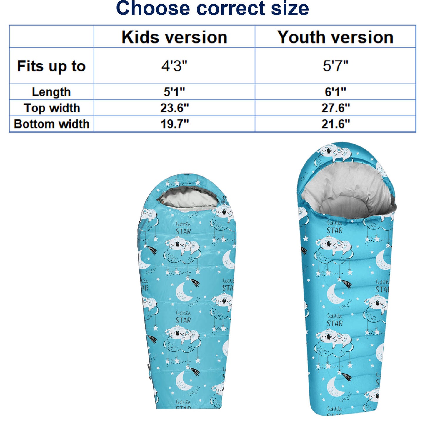 Little Star Theme 4 Seasons Indoor/Outdoor Kids Sleeping Bags - Youth version