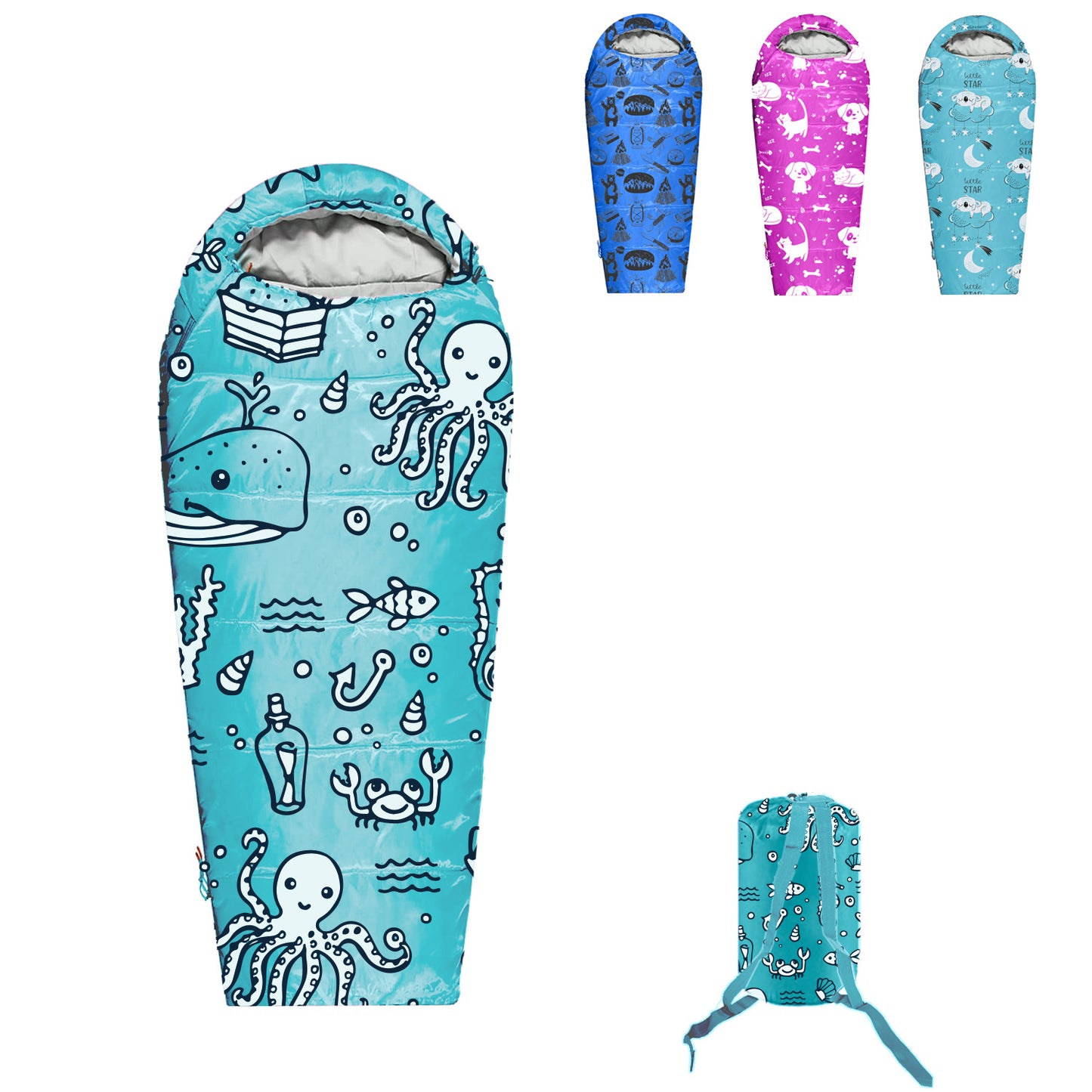 Ocean World Theme 4 Seasons Indoor/Outdoor Kids Sleeping Bags - Kids version