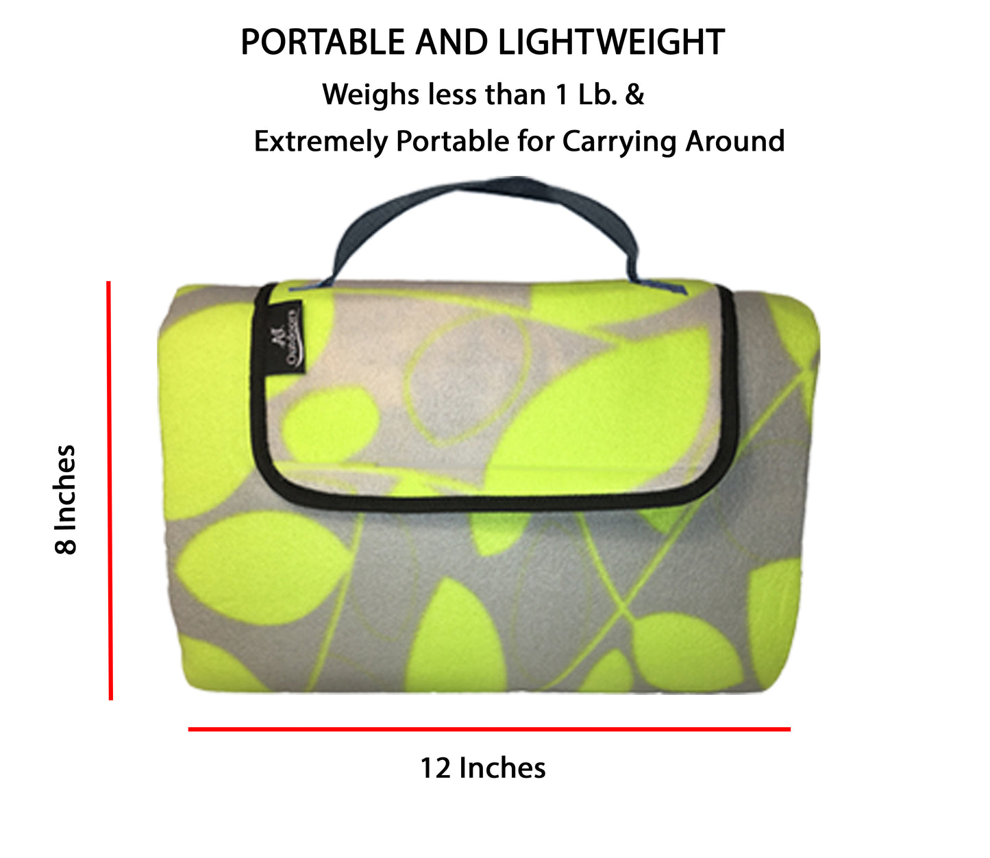 60" x 48" 3-Layer Waterproof Outdoor Blanket/Picnic Blanket - Green Leaves