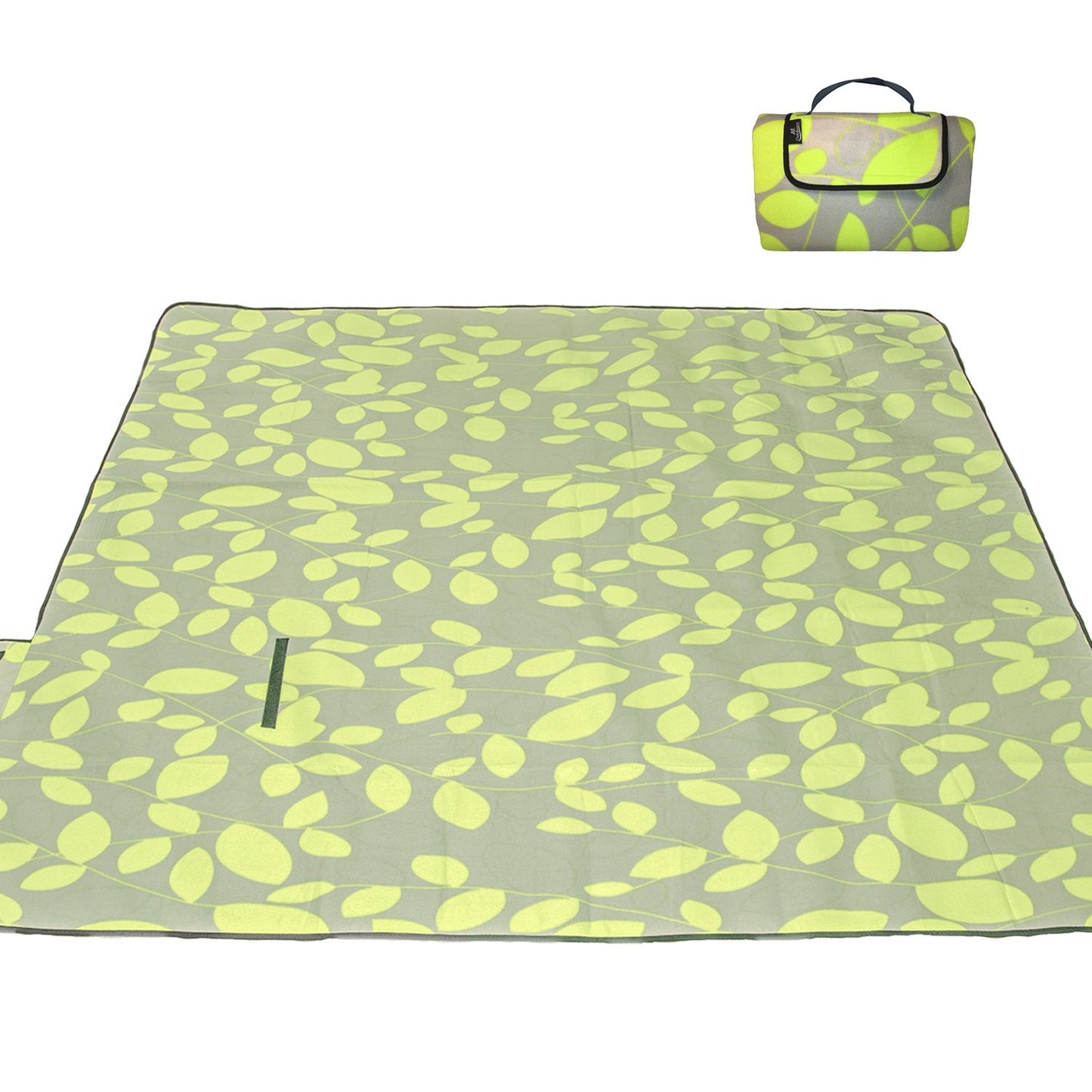 60" x 48" 3-Layer Waterproof Outdoor Blanket/Picnic Blanket - Green Leaves