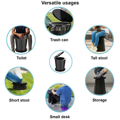 Retractable camping toilet with female urinal set