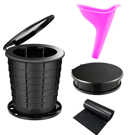 Retractable camping toilet with female urinal set