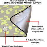 60" x 48" 3-Layer Waterproof Outdoor Blanket/Picnic Blanket - Green Leaves