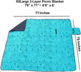 80" x 72" 3-Layer XXLarge Waterproof Outdoor Blanket - Teal