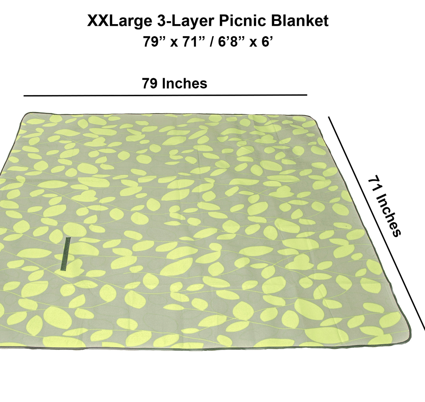 80" x 72" 3-Layer XXLarge Waterproof Outdoor Blanket - Green Leaves