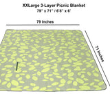 80" x 72" 3-Layer XXLarge Waterproof Outdoor Blanket - Green Leaves