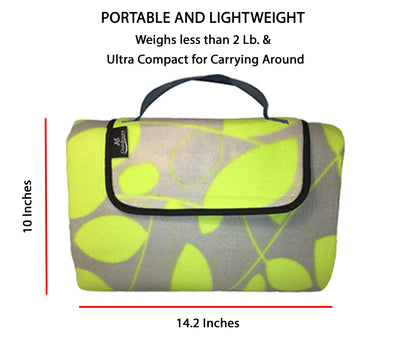 80" x 72" 3-Layer XXLarge Waterproof Outdoor Blanket - Green Leaves