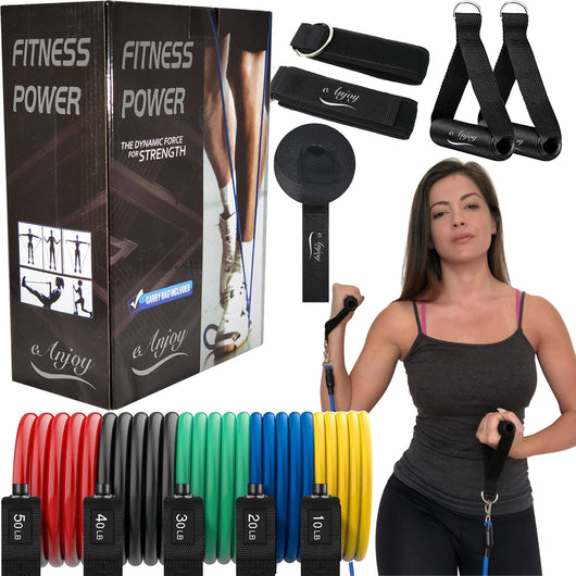 Resistance Bands Set for Home Gym | Workout Bands / Exercise Bands Stackable up to 150 Lb.
