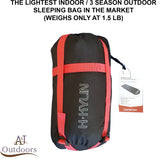 Ultra-Lightweight Indoor / 3 Season Outdoor Sleeping Bag with Covering Hood