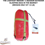 Ultra-Lightweight Indoor / 3 Season Outdoor Sleeping Bag with Covering Hood